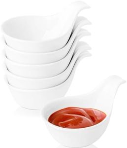 Ceramic Dipping Bowls, Soy Sauce Dish with Handle, 3 Oz Small Bowls/Cups for Dipping, Prep Serving Bowls Set for Side Dishes, Charcuterie Board, Ketchup, Appetizers - Set of 6 Caviar Spoon