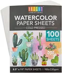 100 Sheets Cold Press Watercolor Paper for Artists and Beginners (8.5 x 11 in)