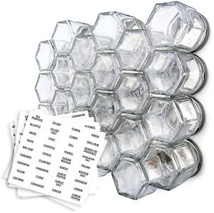Gneiss Spice Magnetic Jars: Includes 24 Small Empty Glass Jars (1.75 oz), Magnetic Metal Lids & Spice Labels | Create a Hanging Spice Rack on Your Fridge