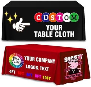 HHTCMM Custom Table Cloth with Business Logo 4FT 5FT 6FT 8FT 10FT,Custom Tablecloth for Tradeshow Events,Parties,Birthday, Wedding Anniversary (10FT(180"*69"))