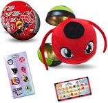 Miraculous Ladybug, 4-1 Surprise Miraball, Toys for Kids with Collectible Character Metal Ball, Kwami Plush, Glittery Stickers and White Ribbon (Wyncor)