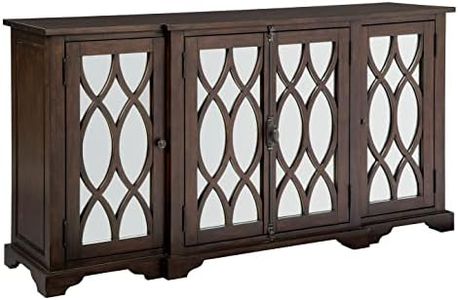 Hekman Entertainment Center - Modern TV Stand & Media Console Cabinet, Solid Wood Construction, Mirrored Doors with Fretwork, Interior Power Pack, Secure Espanolette Locking, Living Room Furniture