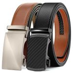 YOETEY Mens Belts Leather 2 Pack, 1 3/8" Ratchet Belt for Men, Comfort Adjustable and Gift Choice