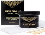 Persian Cold Wax Kit, Hair Removal Sugar Wax for Body Waxing Women & Men, 8 oz (240ml) wax, 20 strips, 2 spatulas.