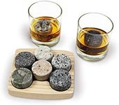 Granite Whiskey Chilling Stones "On The Rocks" with 2 Free 10-Ounce Tumblers and Presentation/Storage Tray by Sea Stones