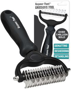 Maxpower Planet Dog Brush - Double Sided Deshedding Dematting Tool - Undercoat Rake Dog, Cat Brush, Dog Brushes Shedding Hair - Dog Grooming Brush Long Haired Cats - Cat Grooming Brush Pet Comb, Black
