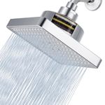 Voolan High Pressure Rain Shower Head with Filtered, Square Filter Showerhead for Remove Chlorine and Harmful Substances, Improve Hair and Skin Problems (6" Chrome)