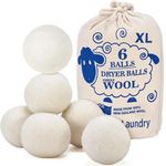Handy Laundry Wool Dryer Balls - Natural Fabric Softener, Reusable, Reduces Clothing Wrinkles & Saves Drying Time. Better Alternative to Plastic Balls and Liquid Softener. (Pack of 6)