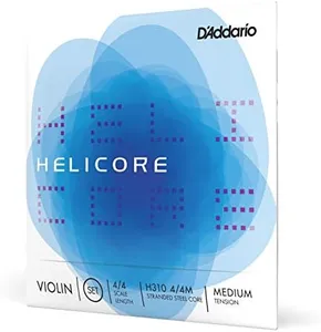 D'Addario Orchestral - Helicore 4/4 Size Violin Strings Set with Plain Steel E String - H310 4/4M - Full Set - Medium Tension