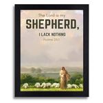 Interio Crafts Bible Verse Wall Frame - The Lord is my Shepherd Quote Framed Poster - Jesus Quotes Wall Frames - Poster for Home and Office Wall Decor - PSALM 23:1 - Synthetic Wood, 13x10 Inches.