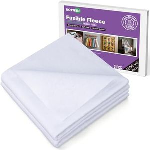 KOVIEDE Fusible Fleece Interfacing,2 Pack 40" x 1 Yards Medium-Light Weight One-Sided Loft Iron On Fusible Fleece White for Quilting, Sewing, Crafting and Home Decor
