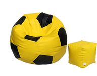 Maruti Fun Bags Combo with Puffy Cover XXXL Without Beans Leather Football Shape- (Yellow & Black)