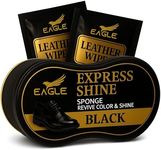 Eagle Black Shoe Shine Sponge – Instant Shine Sponge for Leather Shoes & Boots | Quick Shoe Polisher & Leather Shine Applicator with 2 Cleaning Wipes | No Buffing Needed