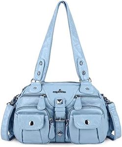 Angel Kiss Hobo Crossbody Purses for Women Shoulder Bag Multipocket Soft Hobo Purses Removable Strap Leather Handbags, 3-sky Blue