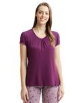 Jockey Women's Modal V - Neck T-Shirt (RX12-0105-PURPLE WINE_Large)