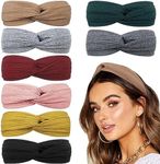 DRESHOW 8 Pack Make Up Headbands for Women Knit Vintage Cross Elastic Head Wrap Hair Accessories