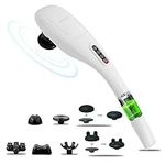 MEGAWISE Handheld Back Massager | Deep Tissue Percussion Massage for Back, Neck, Shoulders, Waist and Legs (Cordless Off-White)