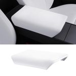 BASENOR Center Console Cover for 2024 Tesla Model 3 Highland TPE Armrest Cover Non-Slip Arm Rest Protector 2024 Model 3 Interior Accessories White