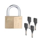 Godrej Locks | Sherlock Pro (60mm) Padlock | with 4 Keys | Premium Solid Brass Lock | Self-Locking Shackle | Double Locking | Rust-Resistant | Suitable for Doors, Cabinates | 1 Year Warranty