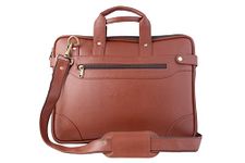 Mysa Vegan Leather Slim Messenger Crossbody Shoulder Laptop Sleeve Bag for Office Work Fit 14" Computer Laptop for Men Women, Coffee Brown