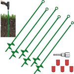 Lasnten 30 Inch Ground Anchor Spiral Blade Heavy Duty Earth Anchor Kit Metal Anchor Hook Swing Set Wind Stakes Ideal for Securing Animals, Shelters, Tents, Canopies, Swing Sets (Green,6 Pcs)