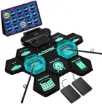 AODSK Electronic Drum Set,9 Practice Pad with Headphone Jack,Roll-up Machine Built-in Speaker Drum Pedals Drum Sticks,Great Holiday Christmas Birthday Gift