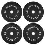 Fitvids 2" Olympic Bumper Plate Weight Plates with Steel Hub, 50-Pound Set, 2x 10LB, 2x 15LB, Rubber