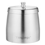 Yangbaga XL Ashtray with Lid for Cigarettes ，Windproof/Rainproof Stainless Steel Unbreakable Modern Ashtray for Indoor or Outdoor Use, Silver (X-Large)