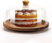 NWK Wood Cake Stand with Acrylic Do