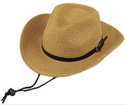 Men's Floppy Packable Straw Hat Beach Cap Western Newsboy Cap Fedora Hat UPF 50+ Roll Up Foldable Large Brim Outback Sun Hat with Adjustable Chin Cord Strap Outdoor Fishing Cap Safari Hat Khaki