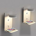 2 Pack LED Wall Lights with USB Cha