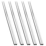 5 Pairs Stainless Steel Chopsticks, Non Slip Metal Chop Stick, Safe Reusable Chopsticks Dishwasher (Size:22.5cm)