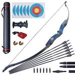 D Q Hunting Bow and Arrow Set Takedown Recurve Bow Right Handed Bow for Adults 52 inch 25-40Lbs Black for Outdoor Competition Training Game