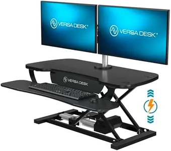 VERSADESK Electric Standing Desk Converter, PowerPro Height Adjustable Desk, Sit to Stand Desk Riser with Keyboard Tray, Push-Button Control Switch with USB Charging Port