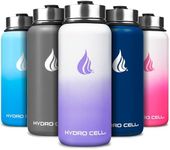 HYDRO CELL Stainless Steel Insulated Water Bottle with Straw - For Cold & Hot Drinks - Metal Vacuum Flask with Screw Cap and Modern Leakproof Sport Thermos for Kids & Adults (Lavender/White 32oz)