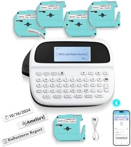Label Maker Machine with 5 Tapes, Label Maker Waterproof-labels Bundle, Rechargeable Bluetooth Labeler with Backlit LCD, M950 Handheld Label Printer for Office Home Use, Kitchen Food Labels for Jars