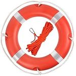 23 Inch Life Ring,Boat Safety Throw Rings with White Reflective Strip & Grab Lines,Life Preserver Ring Life Buoy for Pool Boat with Water Floating Life Saving Rope