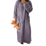 Trafagala Purple Fleece Women'S Robes Nightwear Fluffy Cotton Ladies Dressing Gowns Womens Housecoat Plus Size Fleece Dressing Gown Soft Bathrobe Full Length L