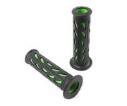 Motorbike Grips Handgrips Soft Silicone Rubber for 7/8" 22mm Handlebars (Black & Green)