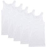 NUOZA Mens Vest Tank Top 5 Pack Fine Rib Muscle Shirts Cotton -White,XXL