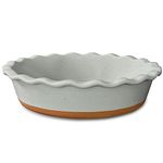 Mora Ceramic Pie Pan for Baking - 9 inch - Deep and Fluted Pie Dish for Old Fashion Apple Pie, Quiche, Pot Pies, Tart, etc - Modern Farmhouse Style Porcelain Ceramic Pie Plate - Earl Grey