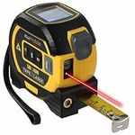 kwmobile 3-in-1 Electric Laser Tape Measure - Accurate Digital Measuring with Cross Laser Line - Calculate Distance, Area, Volume - Smart Ruler with Auto Lock and Retract Features