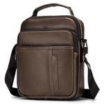 SPAHER Men Leather Shoulder Bag Handbag IPAD Business Messenger Backpack Crossbody Casual Tote Sling Travel Bag Document Bag with Top-handle and Adjustable Strap Large Size