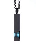 Black Cube Inlay Cambridge blue Birthstone Cremation Jewellery Urn Necklace for Ashes Stainless Steel Keepsake Memorial Gifts Urns for Human Pet Ashes (Cambridge blue)