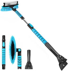 Yougfin 3 in 1 Snow Brush Ice Scraper for Car, Blue 42 Inch