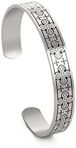 kkjoy Pulsera de acero inoxidable vintage con cruces celtas para hombre y mujer