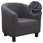 SearchI Club Chair Slipcover Stretch Barrel Chair Covers Jacquard Tub Chair Slipcovers Spandex Armchair Sofa Cover Removable Couch Furniture Protector Cover for Living Room(Waterproof Fabric-Grey)