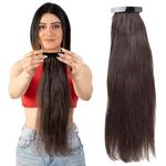 Capilus Flat Clip-In Ponytail Hair Extensions (Brown, 12 Inch) | 100% Natural Human Hair | Changeable Clip | Instant Volume & Length | Original Human Hair Ponytail Extension for Women