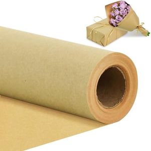 BEISHIDA Brown Wrapping Papper, 15" X 32ft Kraft Wrapping Paper Roll Gift Wrapping Papper, Bulletin Board Paper, Flower Wrapping Papper for Gift Wrap Birthday Christmas Mother's Day Valentine's Day