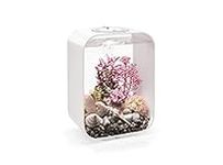 biOrb Life 15 Acrylic 4-Gallon Aquarium with Multi-Color Remote-Controlled LED Lights Modern Compact Tank for Tabletop or Desktop Display, White